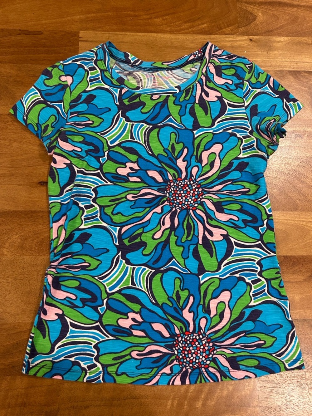 Lilly Pulitzer Bright Multicolor Floral Short Sleeve Tee Size Small